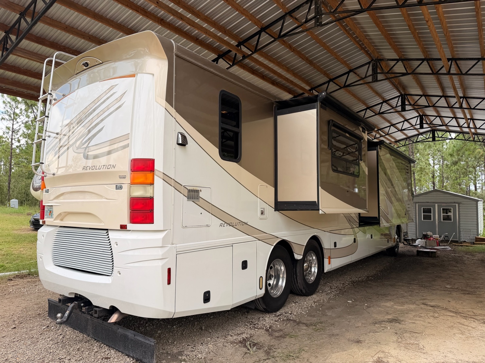 Class A motorhome, detailed and protected
