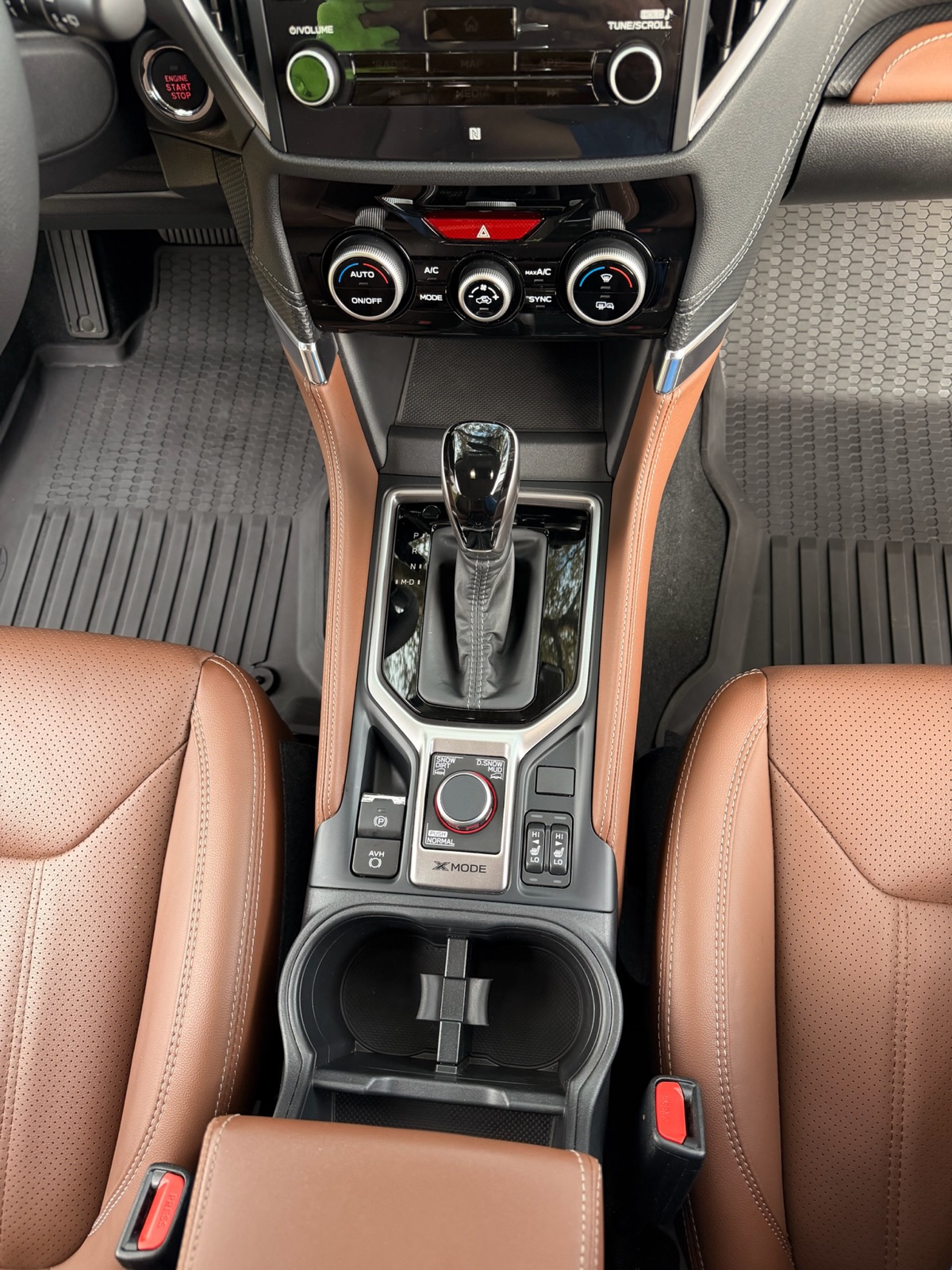 SUV interior, leather and console detailed