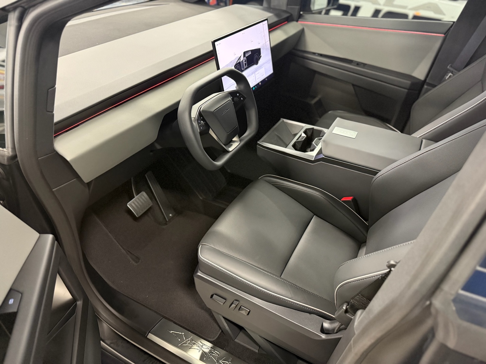 Tesla Cybertruck interior, detailed